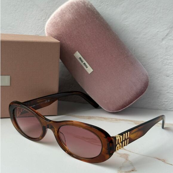 NEW Miu Miu MU06ZS Brown Oval Sunglasses main image 6